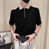Herrenbekleidung Gespleißte T-Shirts Umlegekragen Stilvoller Reißverschluss Sommer Kontrastfarben Basic Lässig Kurzarm Poloshirts