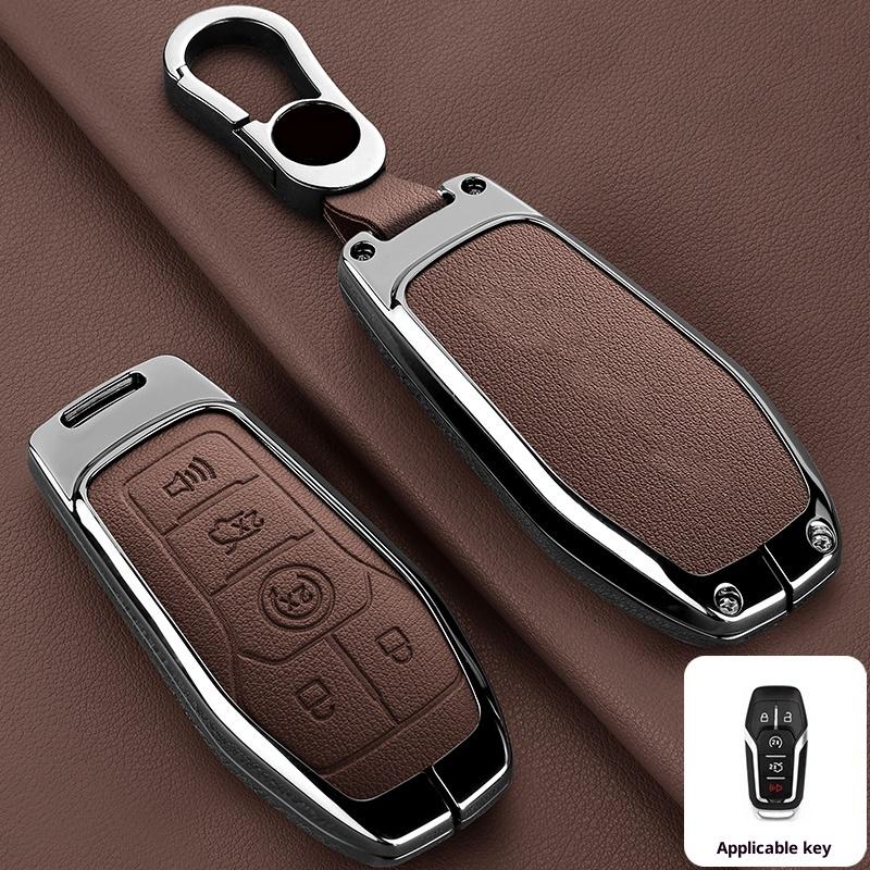 Zinc Alloy Leather Car Key Fob Case For Ford Fusion Mondeo Mustang F 150 Explorer Edge Key Fob Car Key Case