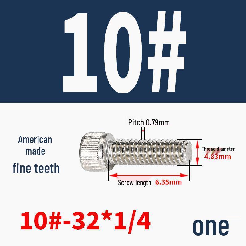 304 Stainless Steel Fine Thread Socket Head Cap Screw 10#-32, 1/4-20, 5/16-24