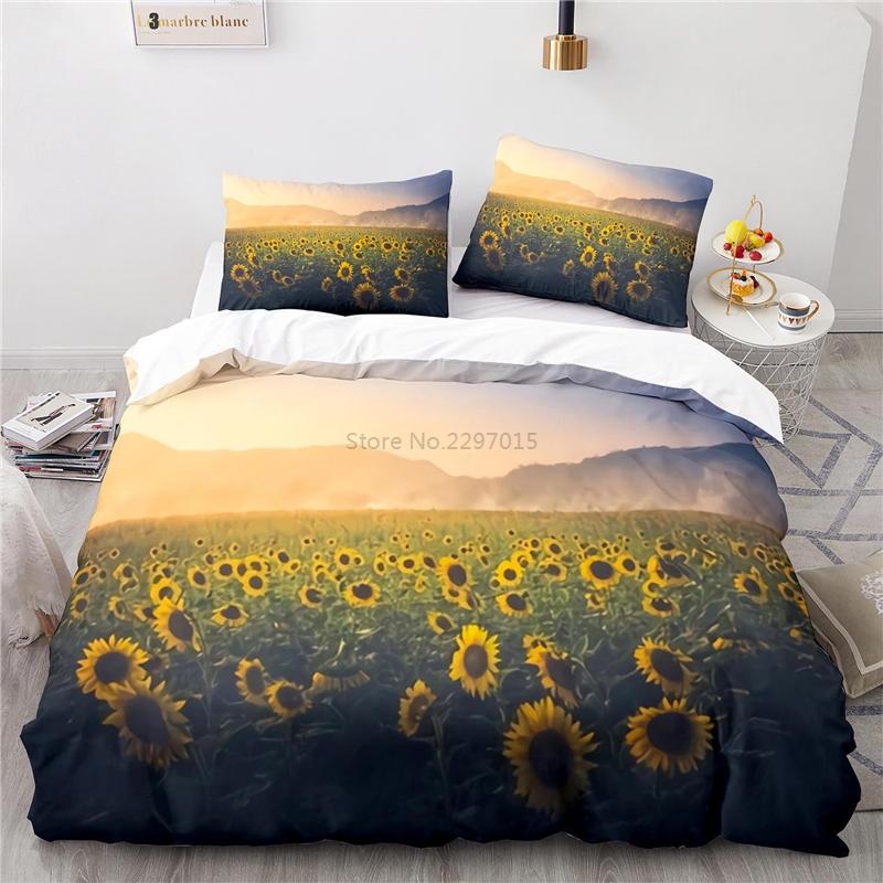 Sunflower Flower Printed Bedding Set Art Home Decoration 3d Duvet Cover Pillowcase Single Double Twin Full Queen King Bedclothes