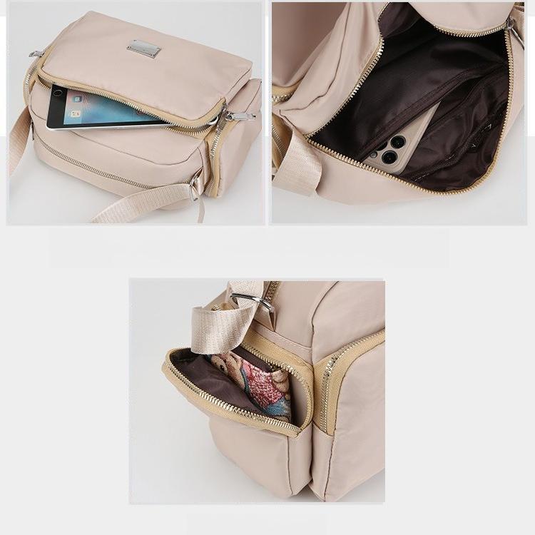 Borsa da donna Borse in nylon impermeabile Borsa a tracolla a tracolla multifunzionale alla moda di colore puro Borsa a tracolla casual di grande capacità