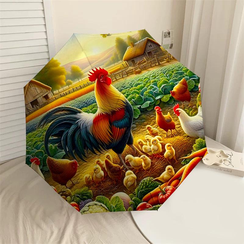 

1PC Farm Scene Umbrella-8-Rib Reinforced, Automatic Open, Lightweight & Durable, Cute Fashion Accessory for Outdoor-T172