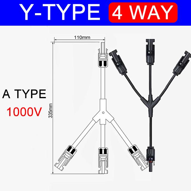 1/5/20/100 Sets Photovoltaic Solar Connector 1000V 30A Male Female 3-Way 4-Way 5-Way Plug DC PV Y Type 1 To 2/3/4 Adapter