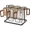 GNS High Borosilicate Glass Tea Cup Set with Wood Handles