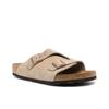 Unisex Suede Double Buckle Soft Comfort Thick Sole Slide Sandals Taupe 0050461