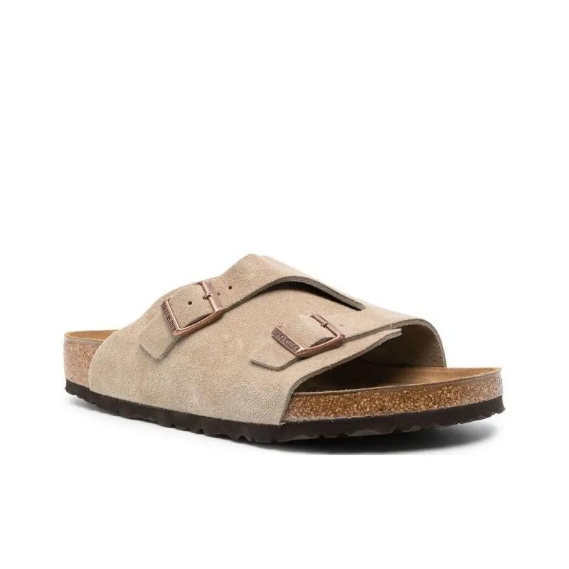 Birkenstock Unisex Suede Double Buckle Soft Comfort Thick Sole Slide Sandals Taupe 0050461 41
