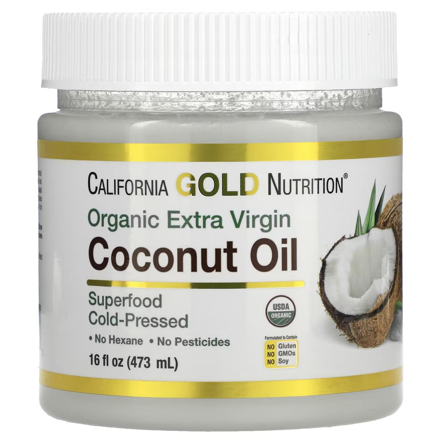 

California Gold Nutrition, SUPERFOODS — органическое кокосовое масло холодного отжима, 16 жидких унций (473 мл)
