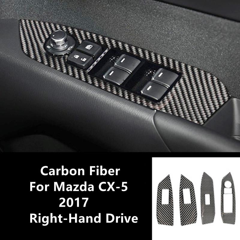 Car Door Windows Control Panel Door Bowl Handle Cover Trim Strips Carbon Fiber Stickers For Mazda CX-5 Car Interior