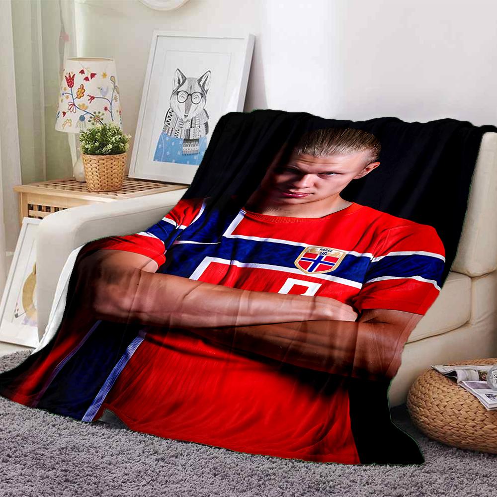 Haaland Trikot Decken Flanell Bedruckt Atmungsaktiv Warm Überwurfdecke für Zuhause Büro Bettwäsche 0708a84