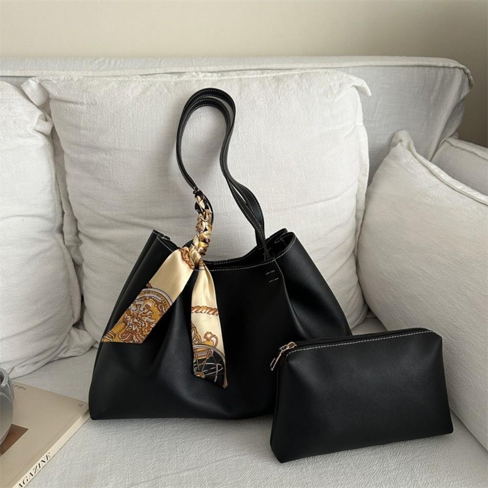 Soft Large Capacity Tote Bag Waterproof Underarm Bag Retro PU Shoulder Bag  Daily