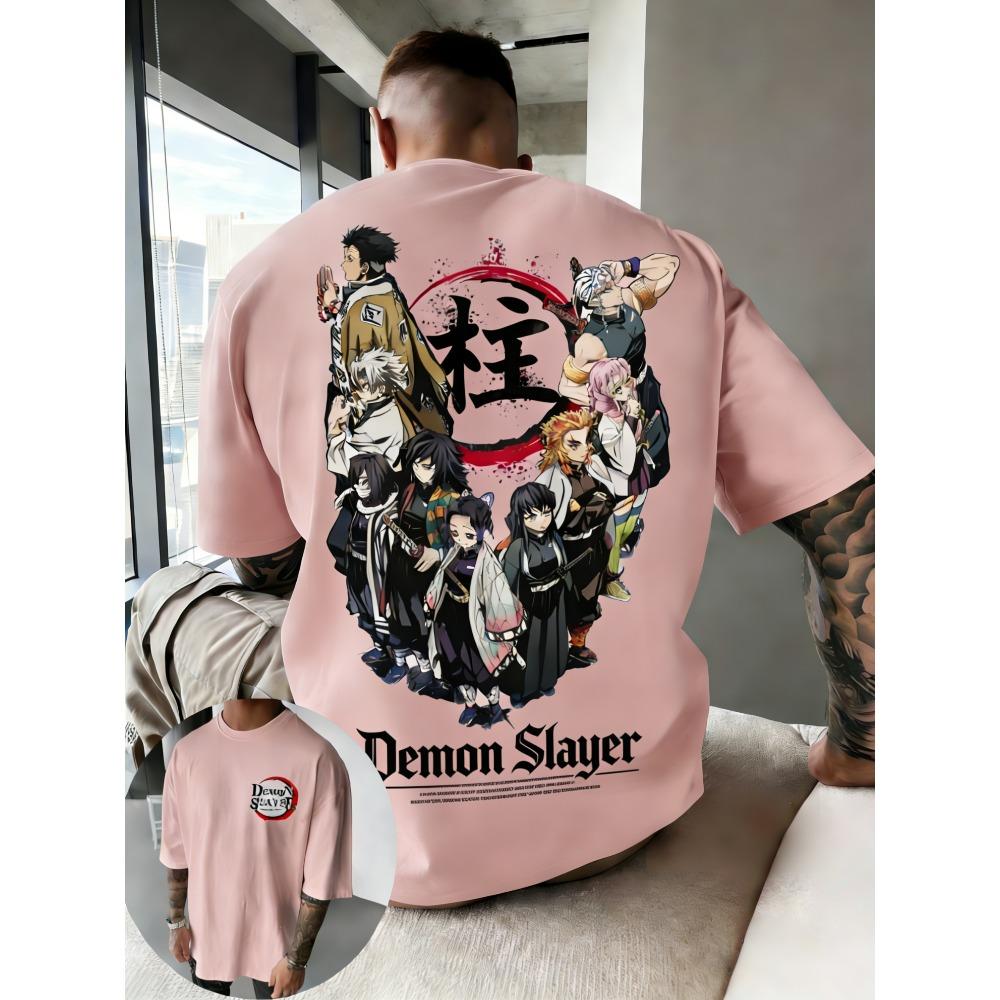 T-shirt Stampata Anime Demon Slayer per Uomo e Donna, Coppia, Street Fashion, Oversize, Casual, Estiva, Top Genitore-Figlio, Harajuku Y2K