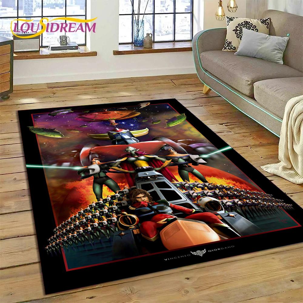 Alfombra de Dibujos Animados 3D Robot OVNI Grendizer Anime para Sala de Estar Dormitorio Decoración del Hogar, Felpudo Antideslizante para Sofá Felpudo Regalo Niños