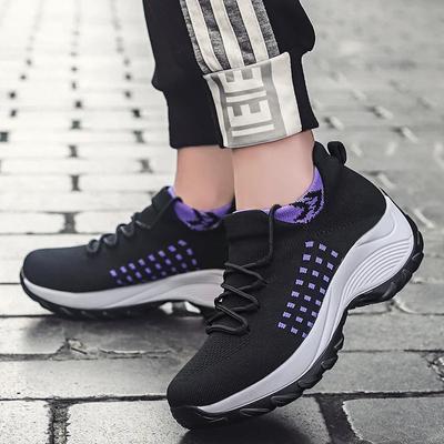 Damen Lässig Mode Atmungsaktiv Walking Mesh Damen Sneaker Keile Plateauschuhe Fitnessstudio Zapatillas De Deporte Plateau-Sneaker