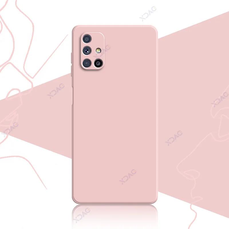 Mobile Phone Case for Samsung Galaxy M51 SamsungM51 360 Soft Luxury Square Liquid Silicone Back Cover Anti-fall Coque