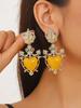 New Summer Fashion Temperament Medium Antique Love Earrings Retro Court Style Hollow Diamond-encrusted Women's Earrings