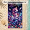 Unicorn Theme Soft Beach Towel Personalized Custom Name Text Towel Portable for Beach Pool Travel