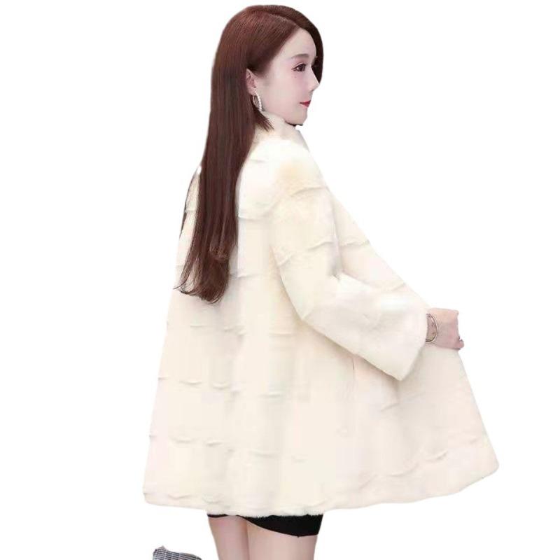 New Danish Mink Coat Imitation Fur Coat Women's Thickened Mink Velvet Wide Lady Winter Clothing Medium and Long