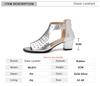 Fashion Summer Women Chunky High-Heeled Pumps Gold Silver Hollow Mesh Sandals Rome Gladiator Fish Mouth Zapatillas Mujer Elegantes