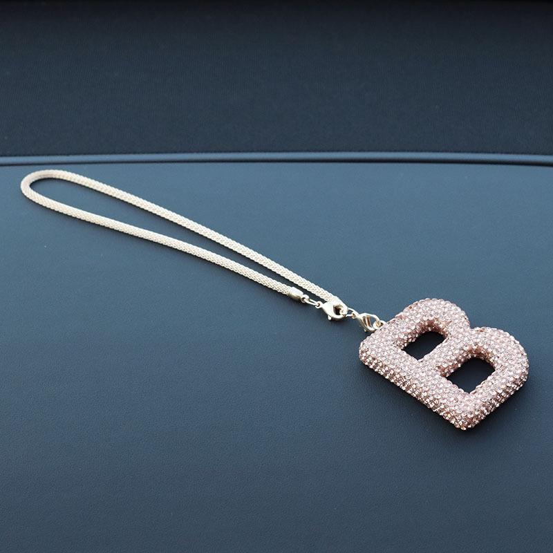 Rhinestone Ceramic Cross Pendant for Car Mirror Decor
