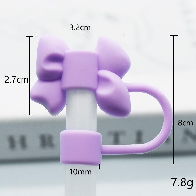 Stanley Water Bottle Silicone Straw Cover with Dust Plug - 10mm Bow Design