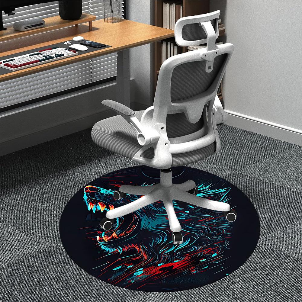 

1pc Wolf Head Neon Art Chair Carpet for Office, Soft Comfortable Mat For Office, Living Room, Bedroom, Machine Washable Carpet yy251112162 80cm by 80cm