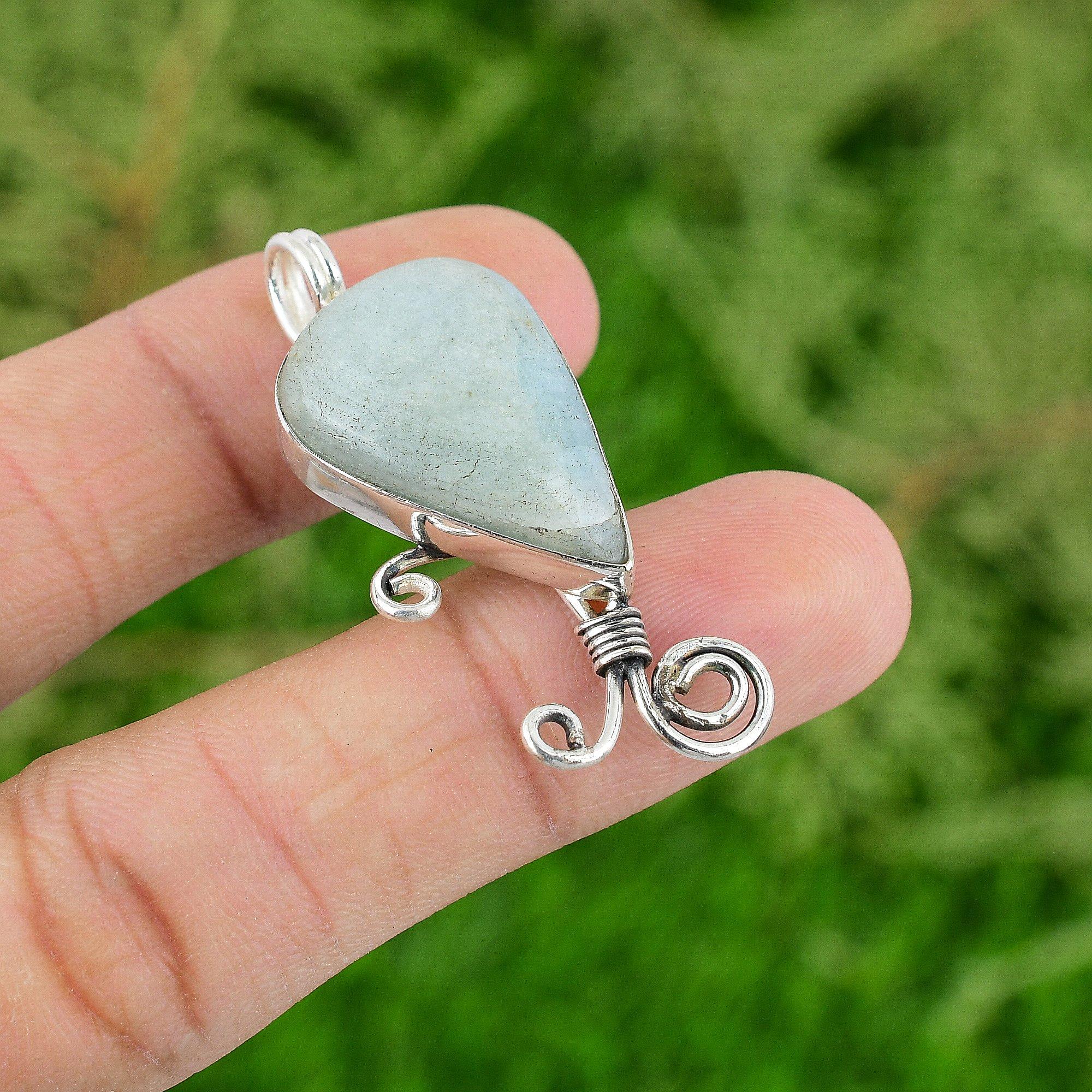 

Daughters Day Deal 925 Sterling Silver Natural Aquamarine Bezel Pendant Jewelry