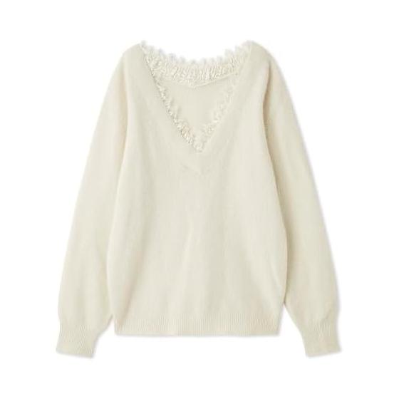 SNIDEL Gathered Lace Knit Pullover SWNT255015 Women s