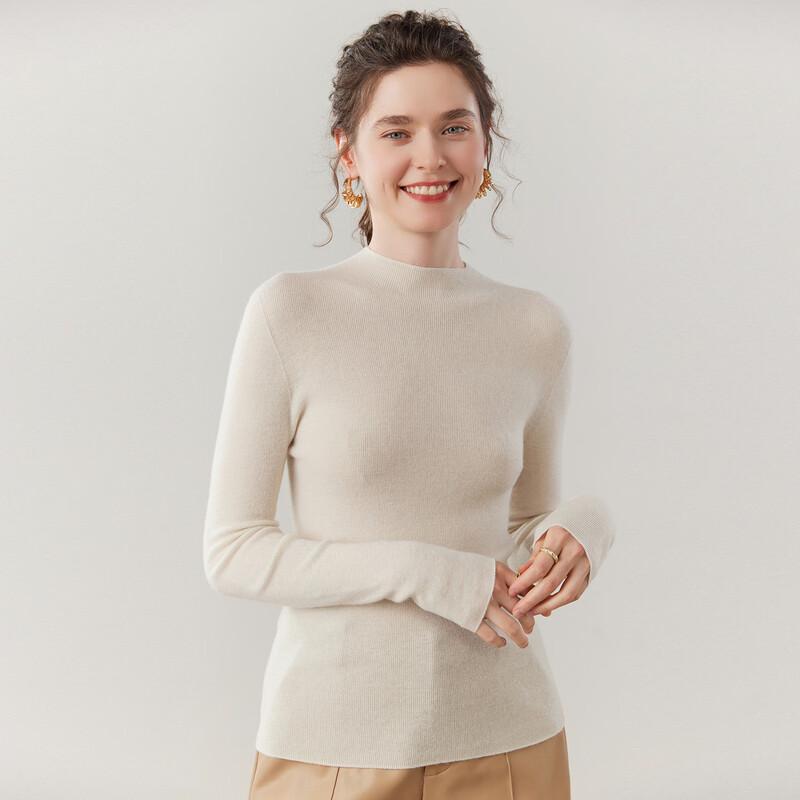 Fanzhen Women's Cashmere Half-High Collar Slim Fit Sweater