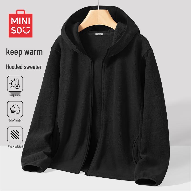 MINISO Men's Fleece Lined Hooded Full-Zip Sweatshirt