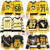 Camisa Vintage de Hóquei no Gelo Masculina Com Número Bordado 87 Crosby Malkin Uniforme de Treino de Equipe Retrô