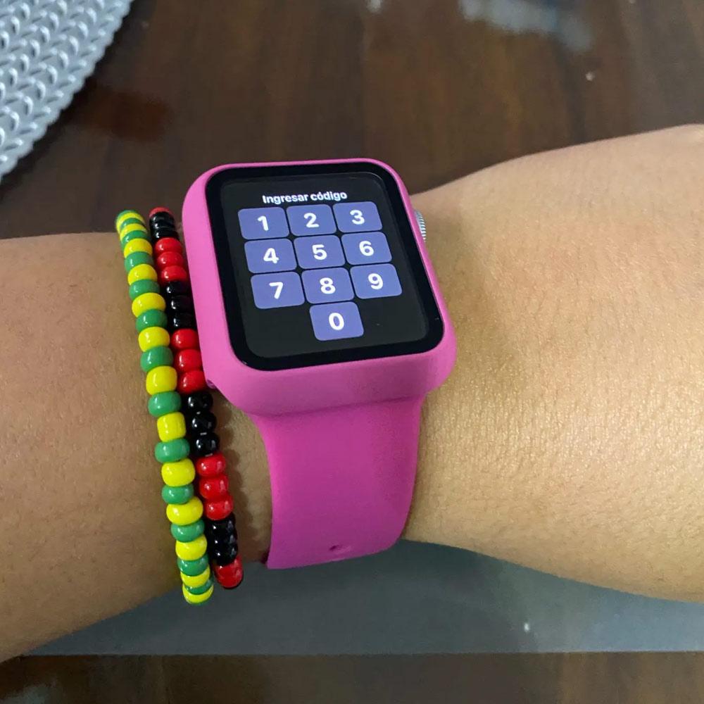 Glas + Gehäuse + Armband für Apple Watch Band 44/40/45/41/38/42/44 mm. Silikonarmband für iWatch Serie 3, 4, 5, 6, SE 78