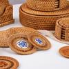 Sottobicchieri in Rattan Fatti a Mano Cuscinetti Isolanti Termici Tappetini per Tavolo da Cucina con Intarsio in Ceramica Tovagliette Decorative per Sala da Pranzo Bar