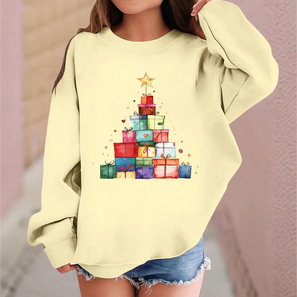 Children's Fashionable Casual Long-sleeved Loose Christmas Print Pullover Sweatshirt