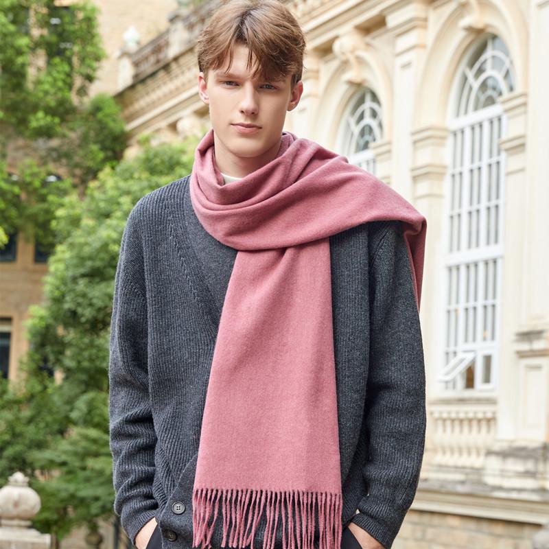 Premium Wool Cashmere Scarf: Women's Thick, Versatile Shawl for Autumn/Winter, Solid Colors, Unisex Style.