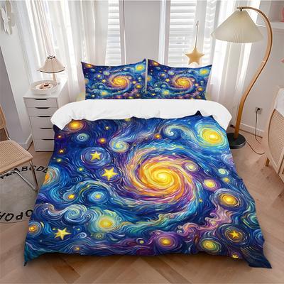 3pcs Bedding Set Starry Night Cosmic Swirl Includes 1 Comforter + 2 Pillowcases, Without Pillow Inserts, Soft Comfortable, Lightweight Breathable039
