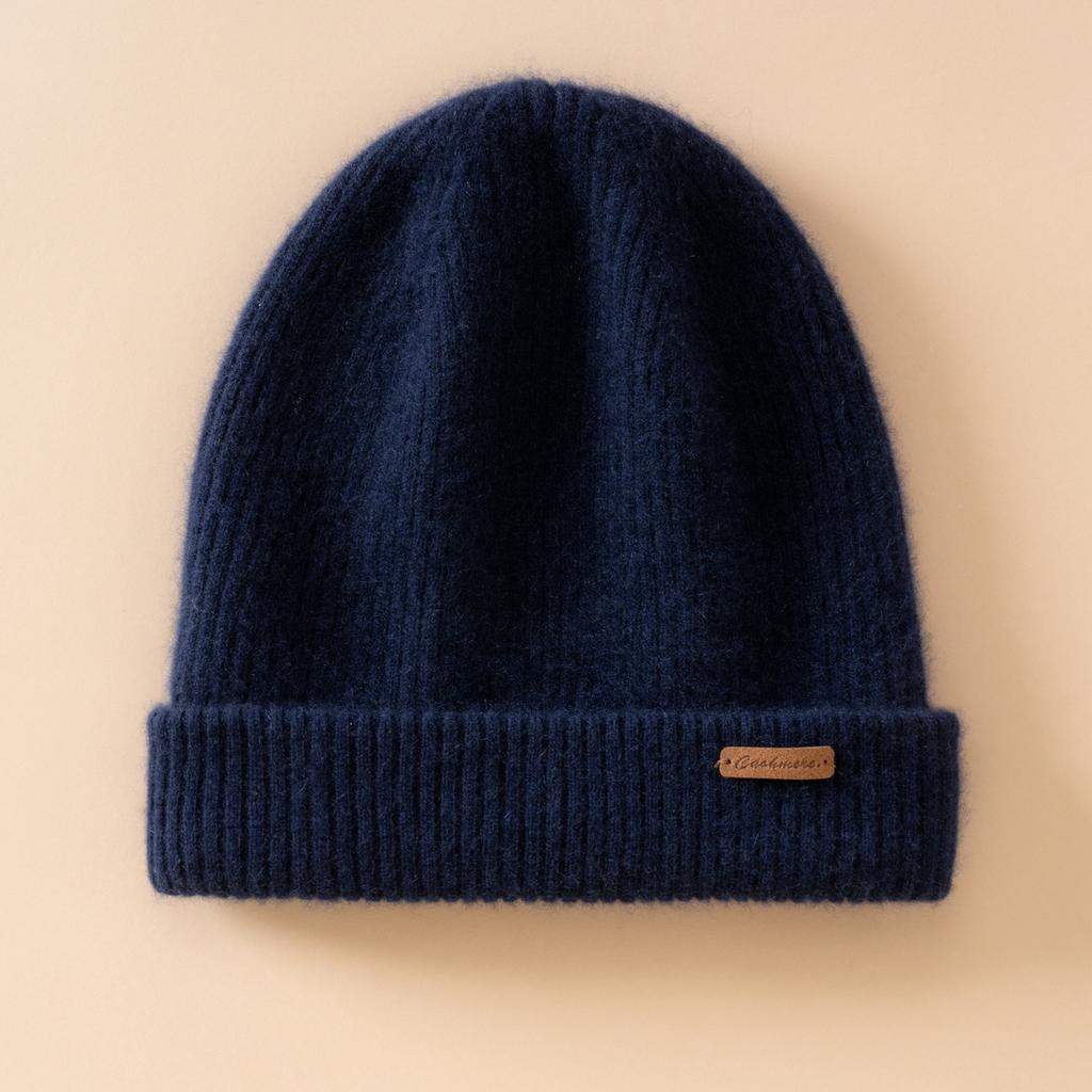 One-line forming~% pure cashmere knitted hat for men and women, warm ears in autumn and winter, thickened and versatile Cashmere