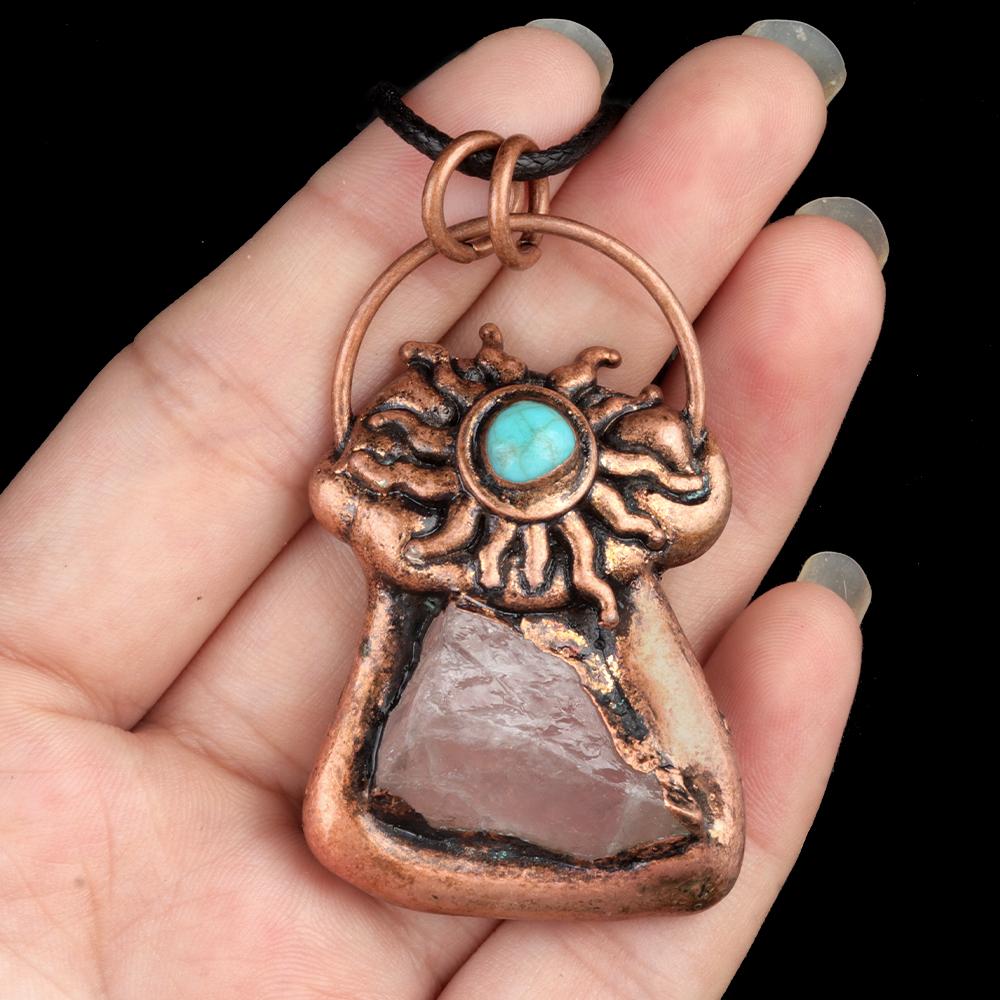 

Ретро кулон из натурального камня, кристалл бронзового цвета, сумка в форме, женская подвеска для изготовления ювелирных изделий, аксессуар для ожерелья «сделай сам» 45+5cm