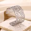 Stainless Steel Geometric Cutout Women's Hammered Bangle Bracelet