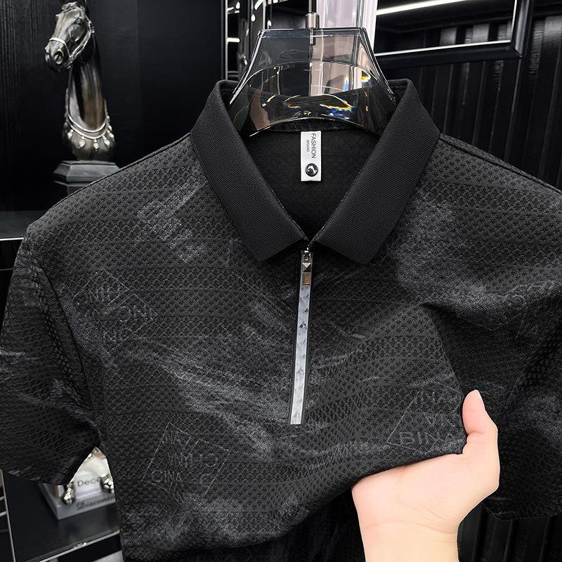 Short Sleeve Polo Shirt Men's Lapel Collar Printed Top Summer T-Shirt