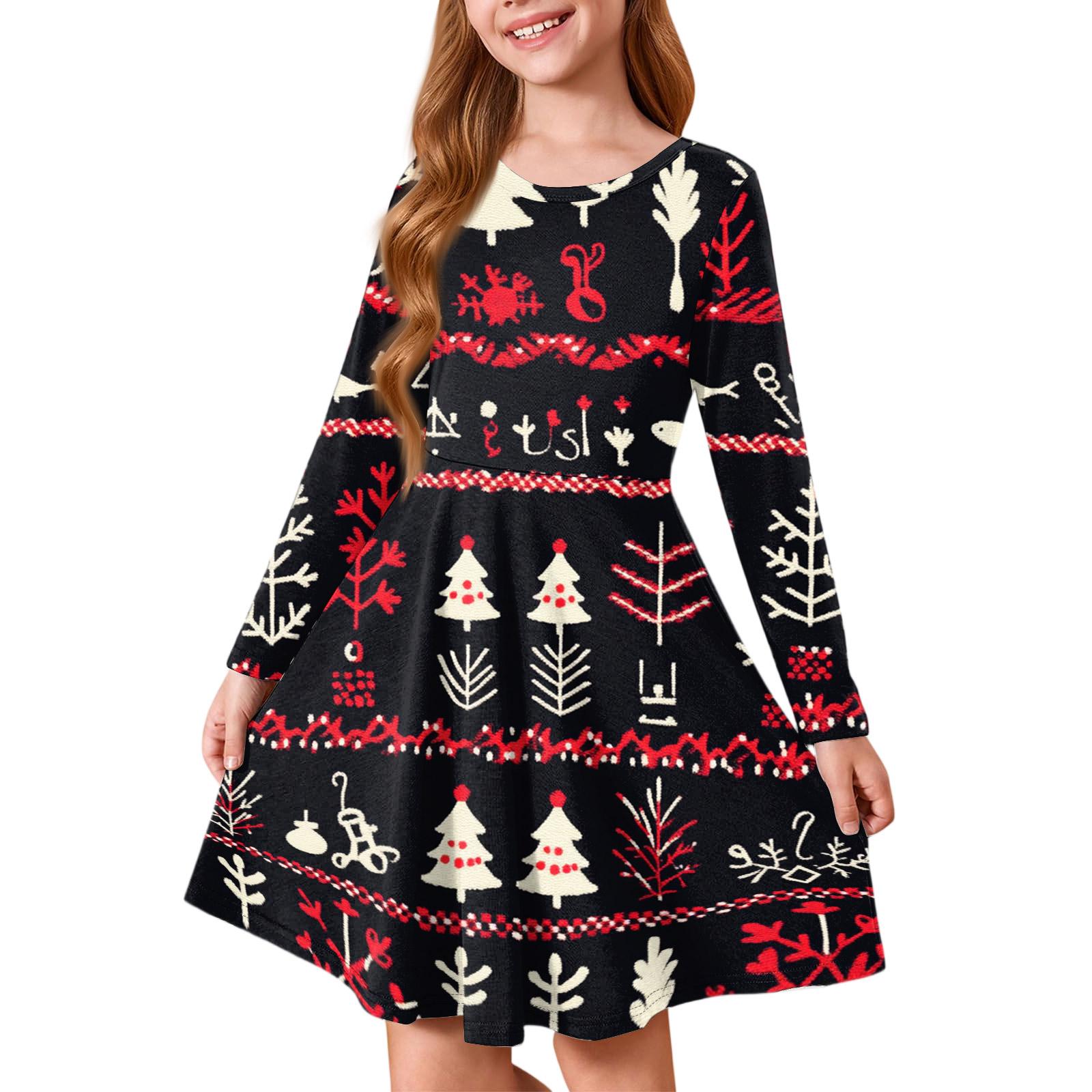 

Платье принцессы для девочек - Платье-футболка А-силуэта с длинным рукавом на Рождество 110