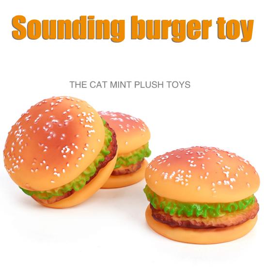 Yousheng Dog Chew Toy High Elasticity Making Sound Mini Hamburger Toy Vinyl Squeaky Squeeze Pet Toy for Home