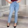 Women's High Waist Washed Women's Jeans Fashionable Versatile Straight Leg Pants