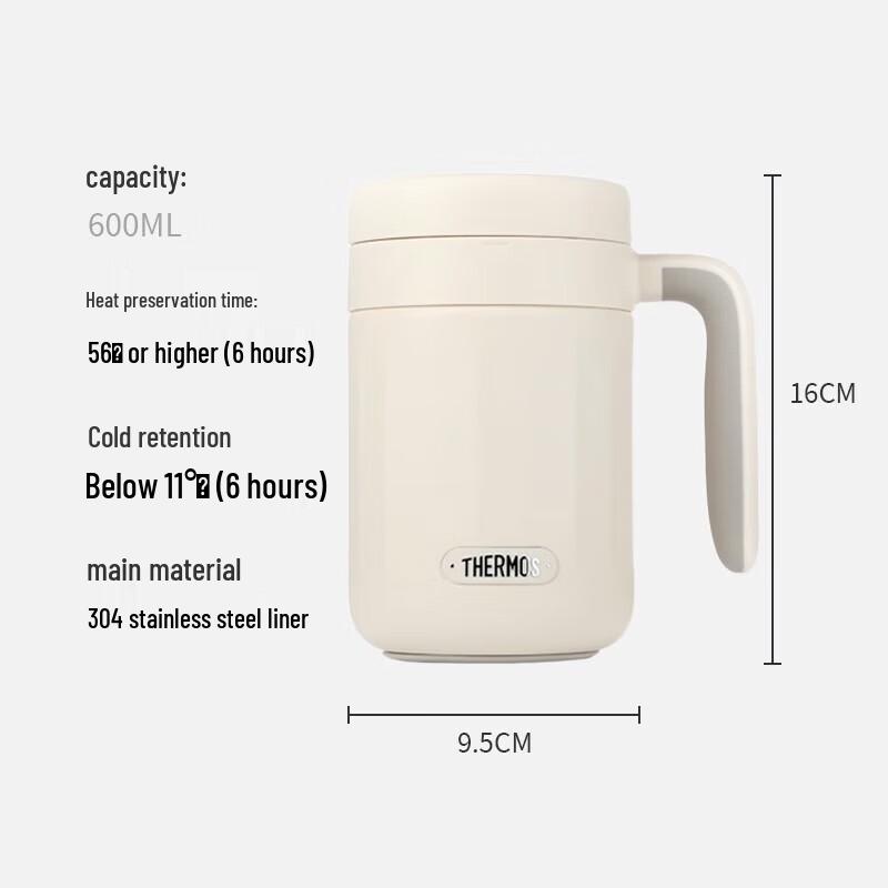 Thermos 600ml 304 Stainless Steel Insulated Coffee Mug with Handle