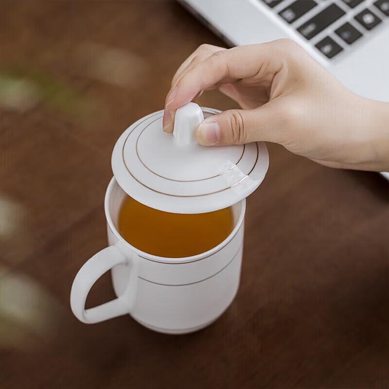 Gold Rim Ceramic Office Meeting Cup
