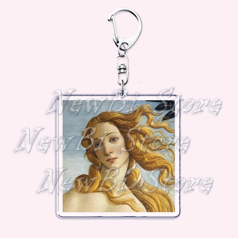 Hot Impressionism Art Keychain for Accessories Bag Van Gogh Monet Mona Lis Oil Painting Pendant Chain Ring Keyring Jewelry Gifts