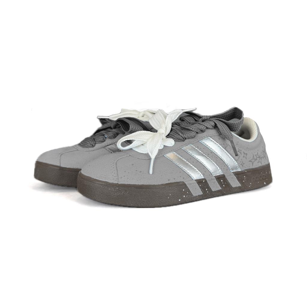 Adidas VL COURT 2.0 Abrasion Resistant Low top Skateboard Shoes Unisex Silver Gray HQ1802(Team502-)