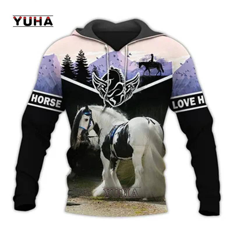 yk2Newest Funny Animal Horse Tattoo Street Clothing Long Sleeved Sportswear Newfashion 3D Printed Autumn Casual Hoodie