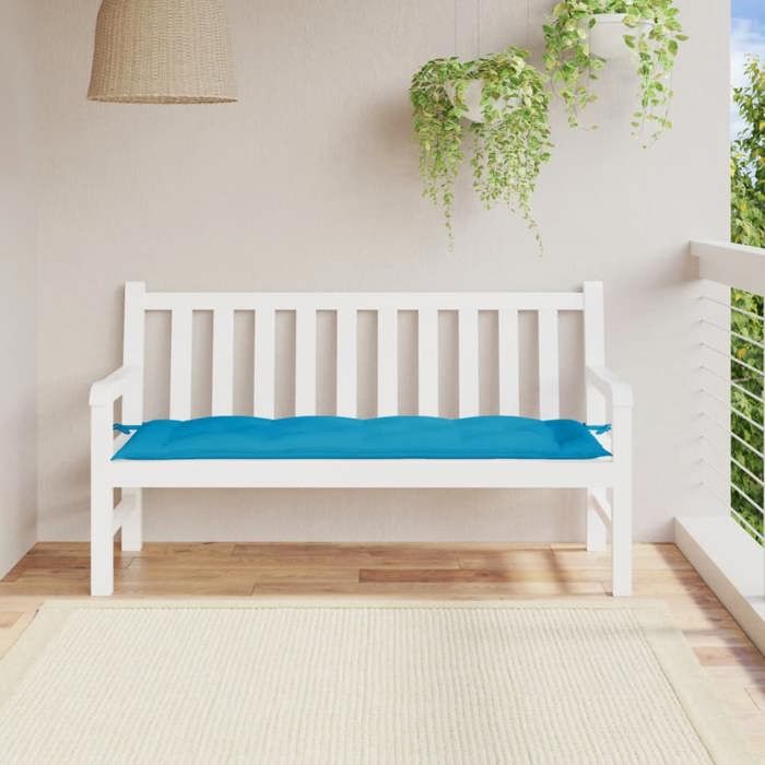 VidaXL Coussin de Banc de Jardin, Revêtement de Banc avec Jeux de Cordes, Coussin d'Extérieur Imperméable, Bleu Clair 361606