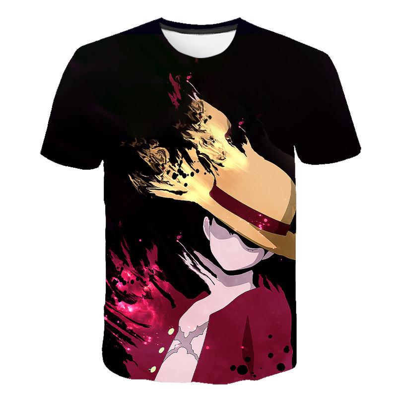 Летняя новая футболка One Piece 3D, персонализированная мужская футболка серии Luffy Straw Hat S