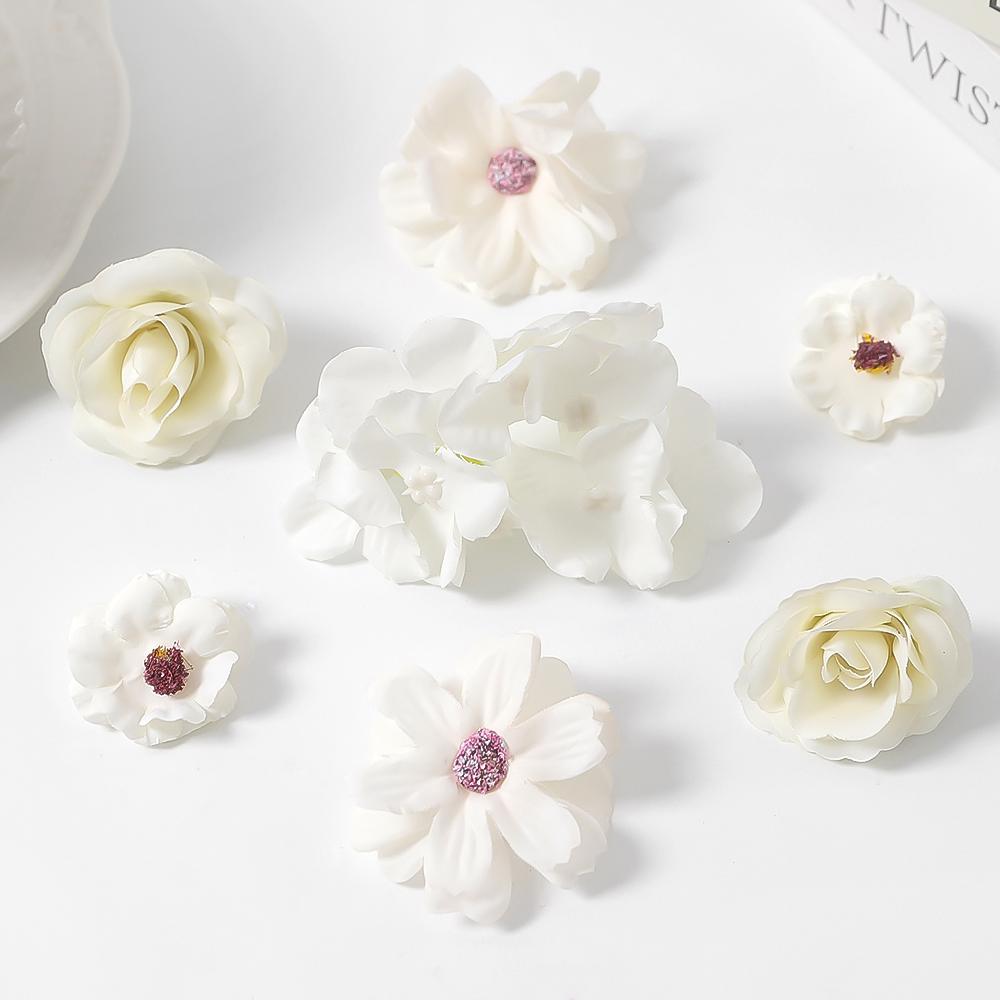 7/16Pcs Artificial Flowers Silk Fake Flower Head for Home Decor Wedding Marriage Decoration DIY Garland Gift Craft Accessories